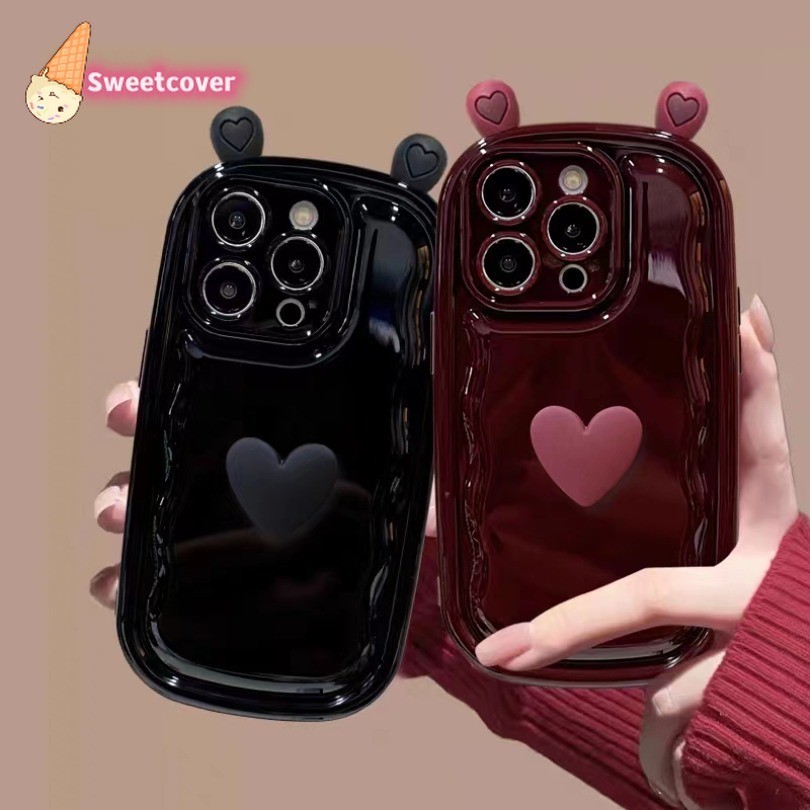 เคสโทรศัพท์มือถือแบบนิ่ม ลายหัวใจ 3D DIY สําหรับ iPhone 15 14 13 12 11 Pro Max X Xr Xs Max