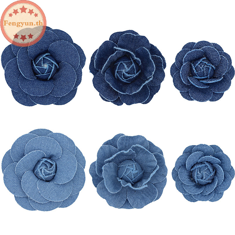 Fengyun ดอกคามิเลียประดิษฐ์ ผ้ายีน แฮนด์เมด สําหรับทําเครื่องประดับผม DIY TH