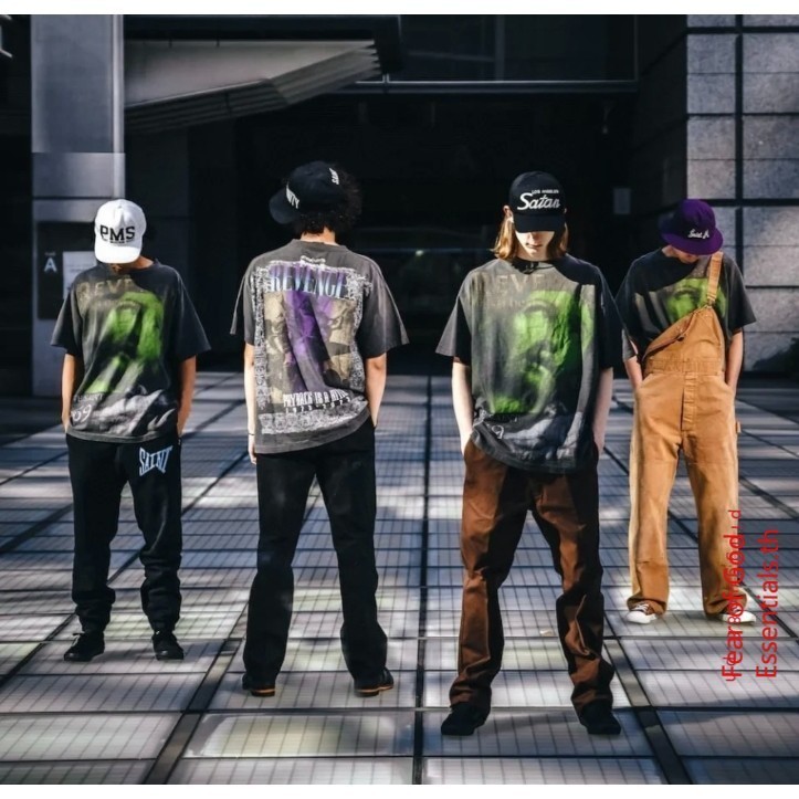 เสื้อยืดลําลอง แขนสั้น คอกลม ทรงหลวม พิมพ์ลาย Saint แฟชั่นสตรีท สําหรับผู้ชาย