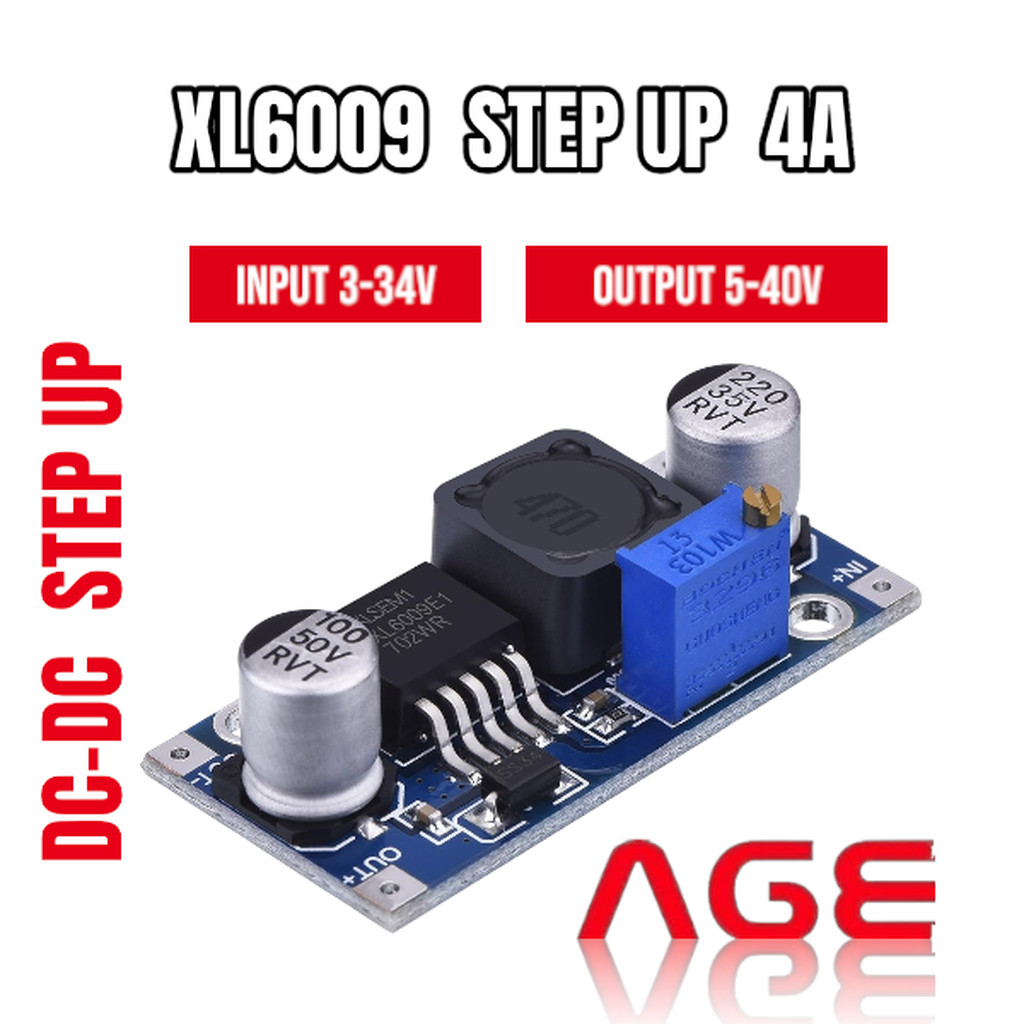 XL6009 DC-to-DC Step up Converter Module 3-32V to 5-40V 4A
