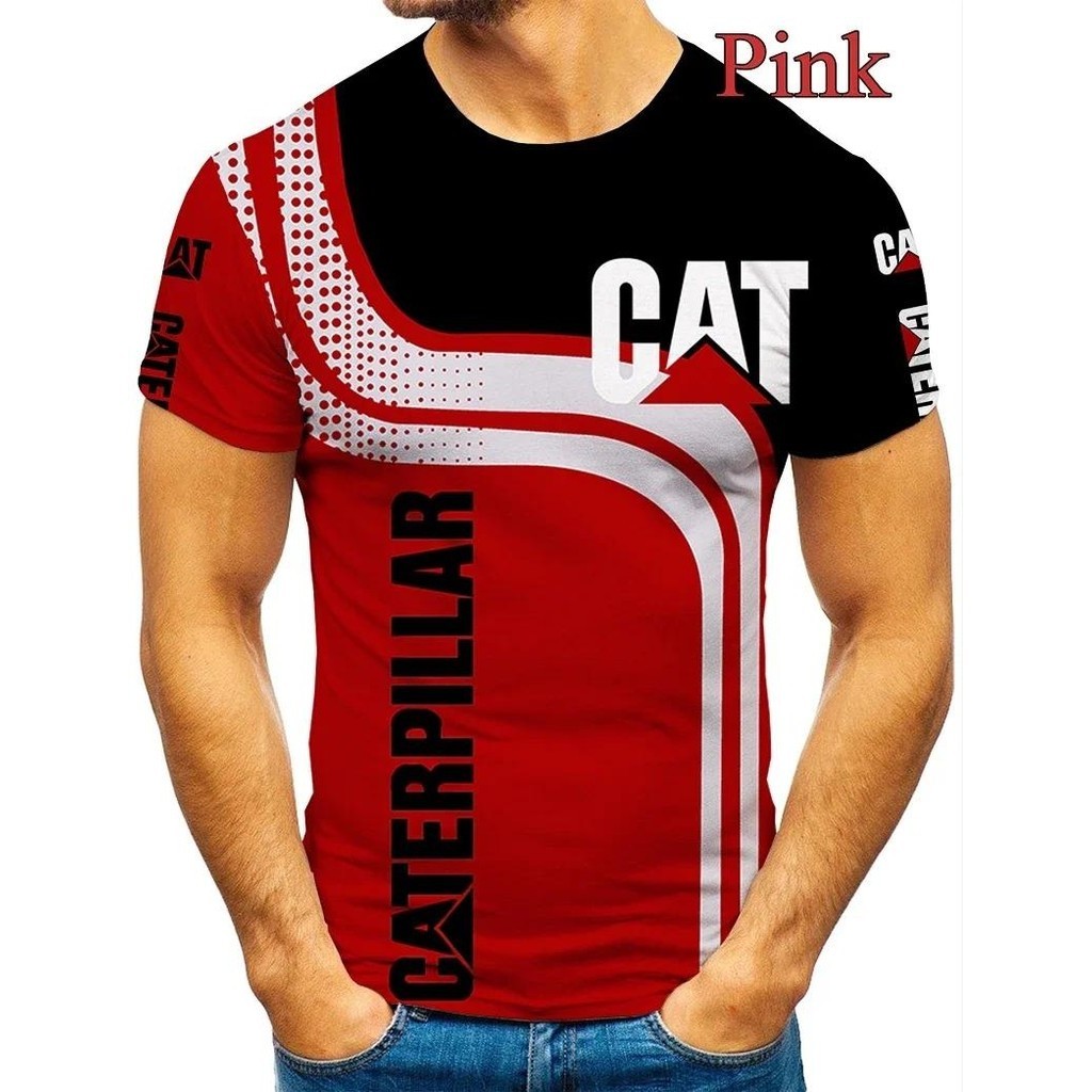 แมวฤดูร้อนรอบคอแฟชั่น EXCAVATOR พิมพ์เสื้อยืดผู้ชายสบายๆแขนสั้นเสื้อยืดเสื้อผ้า TOP