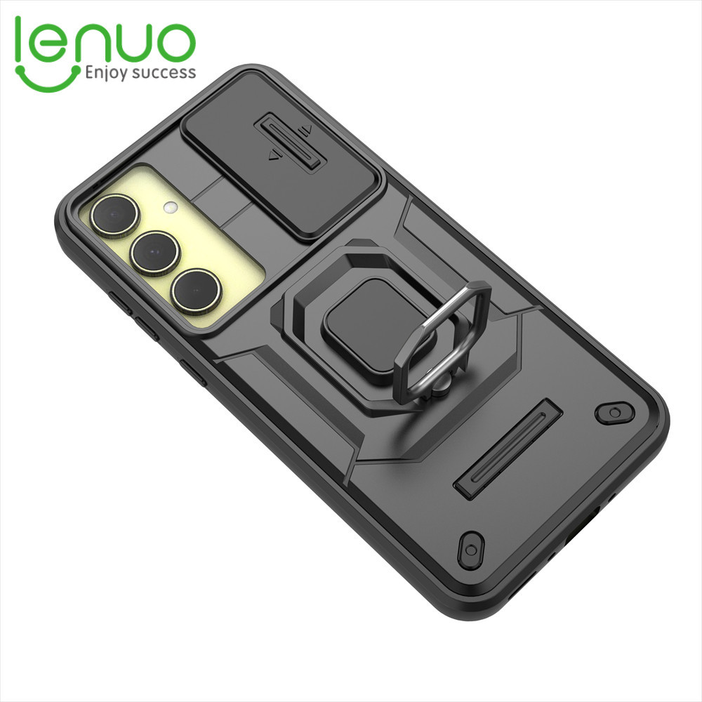 Lenuo แหวนผู้ถือแม่เหล็กสําหรับ Samsung Galaxy A57 A37 A55 A35 A25 A15 A54 A34 A24 A14 M55 M56 M15 5G 4G ปลอกฝาครอบกล้องกันกระแทกป้องกัน