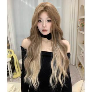 GDS Wigs วิกผมกึ่งทอมือลอนคลื่นสีน้ำตาลอ่อนไฮไลท์บลอนด์ (ยาว…