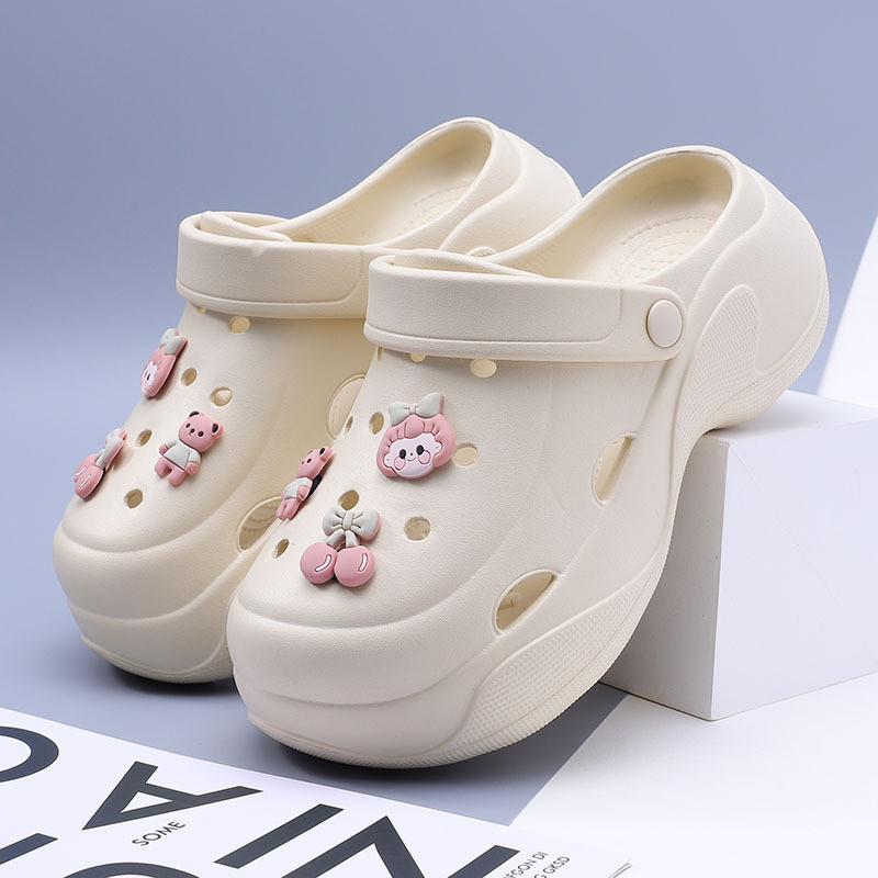 Ayuer Cherry Girl ใหม ่ DIY 5 ซม.หนา Soled Cloud รองเท ้ าแตะ AY2005