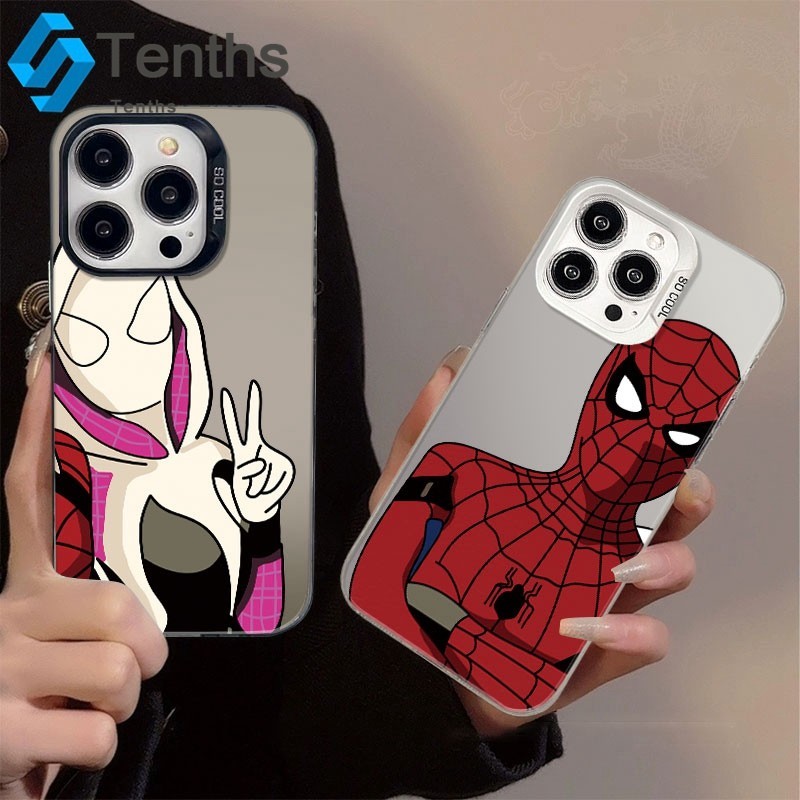 For IPhone 8 7 Plus 11 15 14 13 12 Pro Max SE2020 X XR Xs Max Colorful Silver Cartoon Mavel Spider Man Case Soft Cover