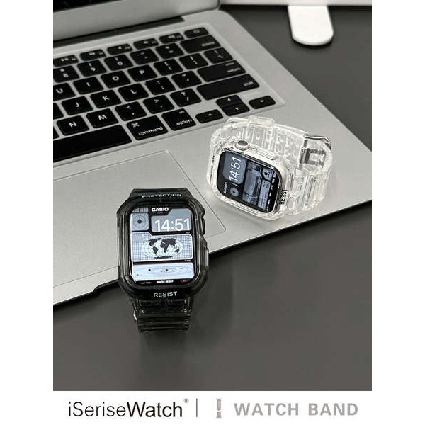 สาย applewatch สาย applewatch series 9 iserisewatch สําหรับ iwatch สายธารน้ําแข็งฤดูร้อน se2 สมาร์ทวอทช์ apple watch s9 สายคล้องเคส apple watch ในตัว สายนาฬิกาเด็กผู้ชาย ความรู้สึกสปอร์ตของความหรูหรา