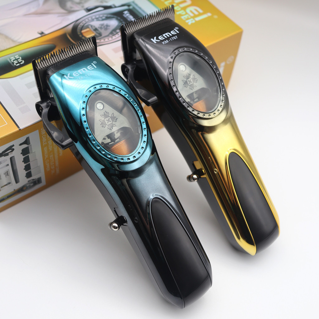 Kemei KM-1767 ผมปัตตาเลี ่ ยนมืออาชีพสําหรับผู ้ ชายเครื ่ องตัดผู ้ ชาย 9000RPM มอเตอร ์ แม ่ เหล ็ ก , DLC Blade, ใบมีดเซรามิค , อินเทอร ์ เฟซ USB, และจอแสดงผล LCD