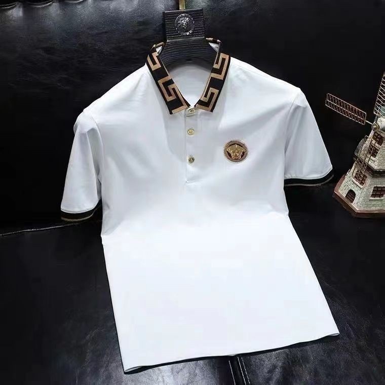 ผู้ชายเราสวมใส่ถนนสวมสลิมฟิตเสื้อโปโลผู้ชายฤดูร้อนสไตล์ใหม่แฟชั่นพิมพ์ ผ้าแจ็คการ์ด ปกแขนสั้นเสื้อยืด