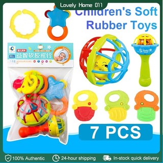 7pcs/set Baby Rattle Toys Infants Soft Teething Stick Colorful Rattles Hand Jingle Bells Toys