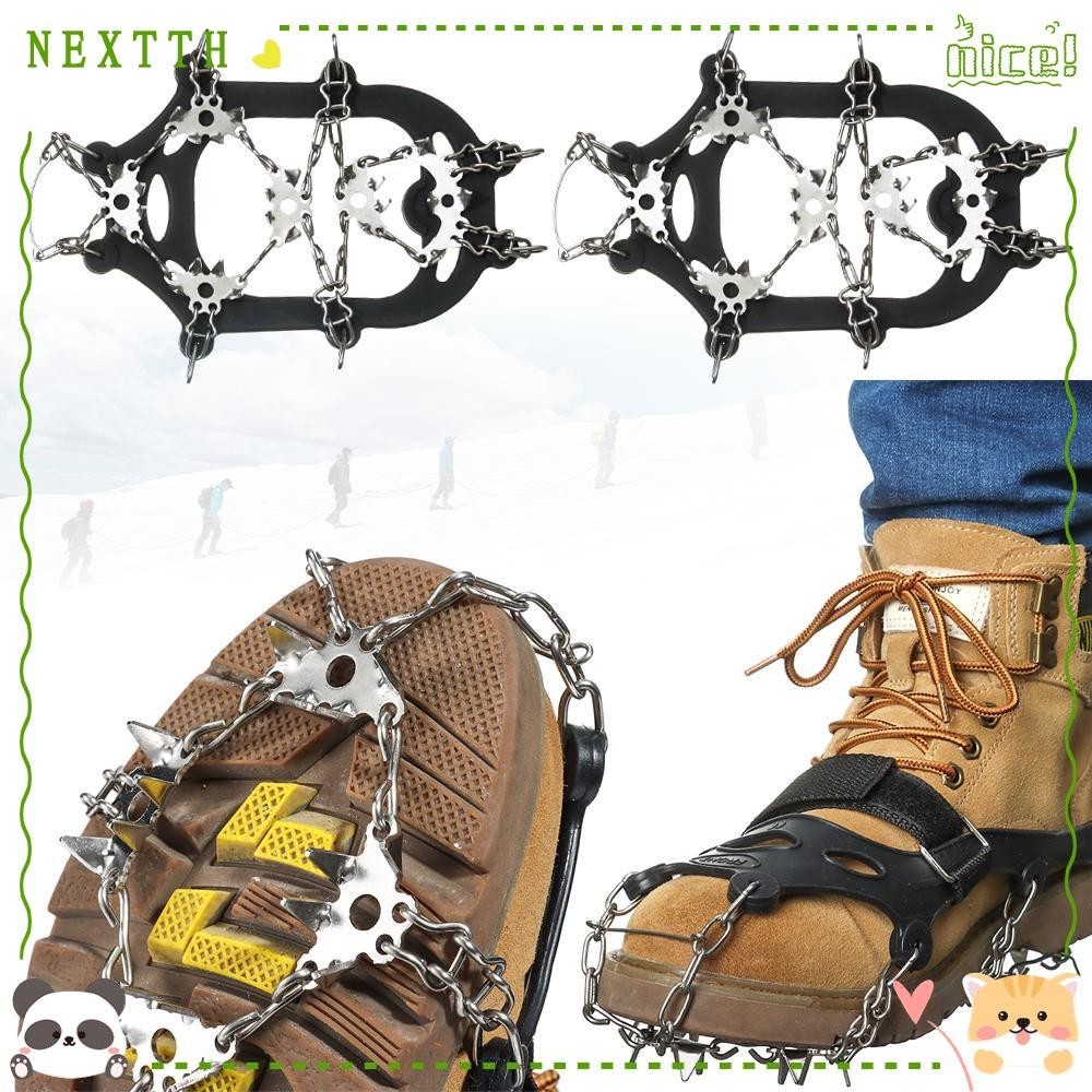 Nextth Snow Shoes Spikes ครอบคลุม Crampons 24-Teeth Mountaineering Spike Grip Boots Chain