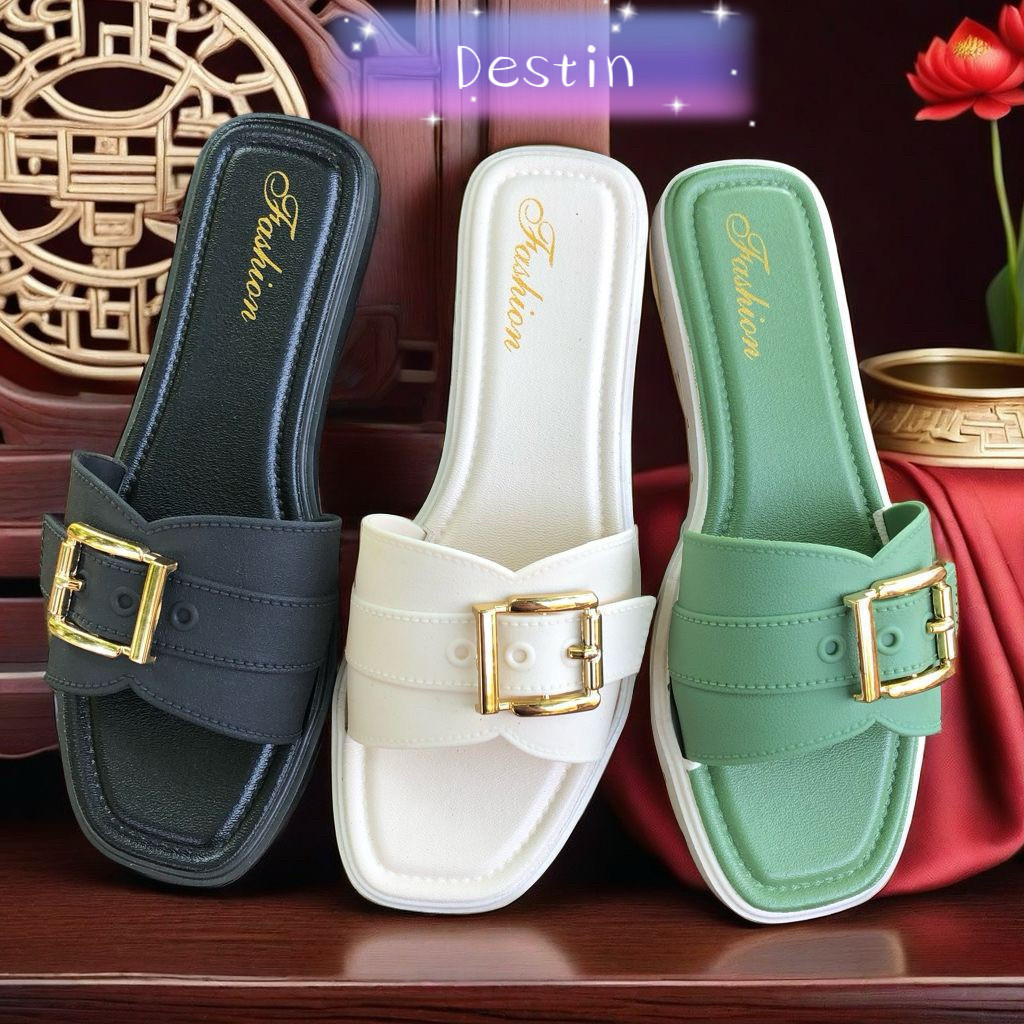 Destin พร้อมส่งจากไทย (LT-NC) 2024 รองเท ้ าแตะแฟชั ่ นสําหรับผู ้ หญิงฤดูร ้ อนOuterwear Anti-Slip Beachสไตล ์