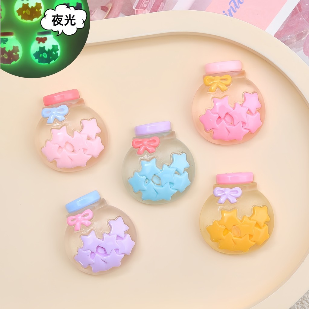 [3 @] Luminous Multicolor Wishing ขวดการ์ตูนครีมกาวอุปกรณ์เสริม Hole รองเท้าหัวเข็มขัดวัสดุเรซิ่นอุปกรณ์เสริม diy เครื่องประดับคลิปผม XD
