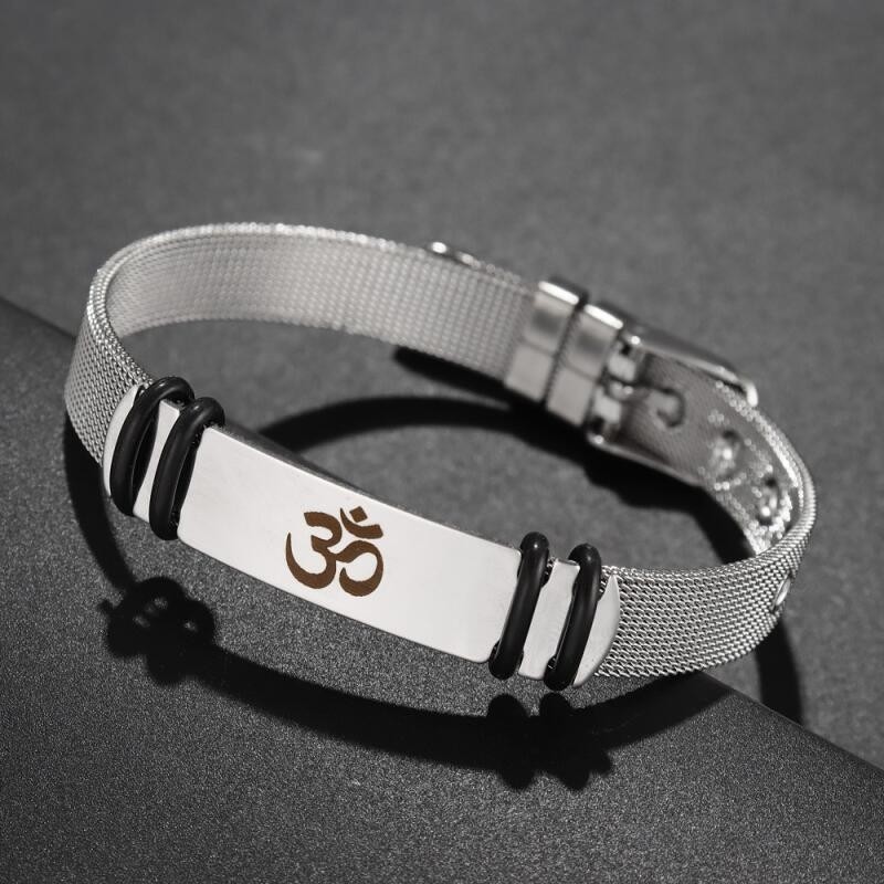 Retro ผู ้ ชายและผู ้ หญิงแฟชั ่ นมุสลิมอัลลอฮ ์ Rune สแตนเลสหนังปรับสร ้ อยข ้ อมือเครื ่ องประดับอุปกรณ ์ เสริม - รูปที่ 2