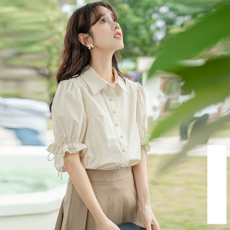 เสื้อเชิ้ตแขนสั้นสีชมพูแขนพองสำหรับผู้หญิง ราคา ถูกที่สุด ดีลบีเคเค แกลเลอรีภาพที่ 2