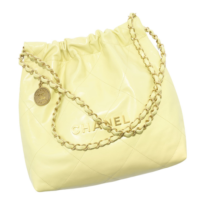 Chanel/Chanel Women's Bag Yellow Lambskin Chain Handbag Single Shoulder Crossbody