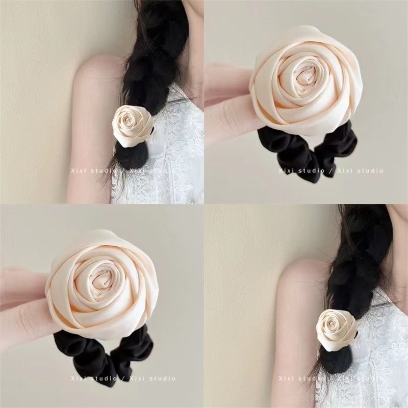 ที ่ คาดผมดอกกุหลาบสีขาวเกาหลี , ระดับไฮเอนด ์ , เชือกผมเรียบง ่ าย , เครื ่ องประดับผมแฟชั ่ นสําหรับเด ็ กผู ้ หญิง
