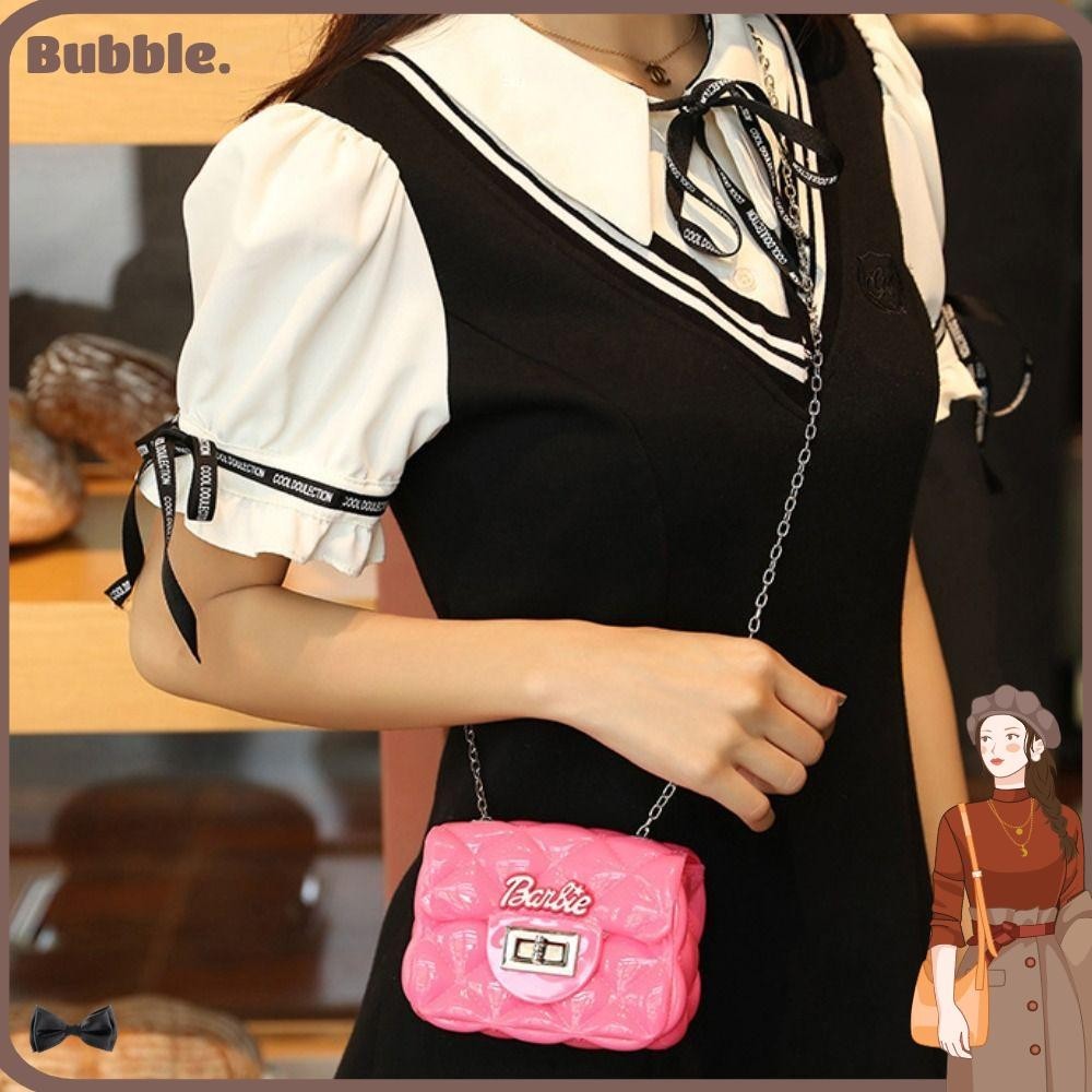 Bubble กระเป ๋ าสะพายไหล ่ , Jelly Diamond Grid Pattern Phone Bag, Fashion Pink Mini Messenger Bag Holiday Gift