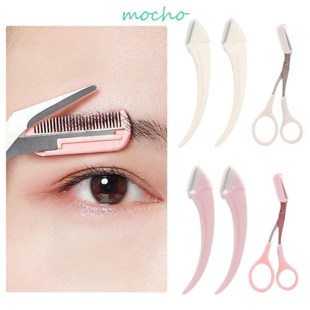 Mocho Eyebrow Trimmer ชุด Professional สีขาวสีชมพูคิ ้ ว Clipper หวีความงามกําจัดขนบนใบหน ้ ามีดโกนหญิงคิ ้ วตัด