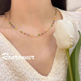 ชุดสร้อยคอคริสตัลทรงสี่เหลี่ยมสีสันสดใสสําหรับสาวฤดูร้อน อิน…