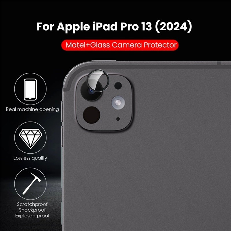 สําหรับ iPad Pro 13 11 2024 กรณี Matel แหวน + กระจกนิรภัยกล ้ องเลนส ์ Protector i Pad Pro13 7th 5th Air13 Air11 6th iPadpro 2024
