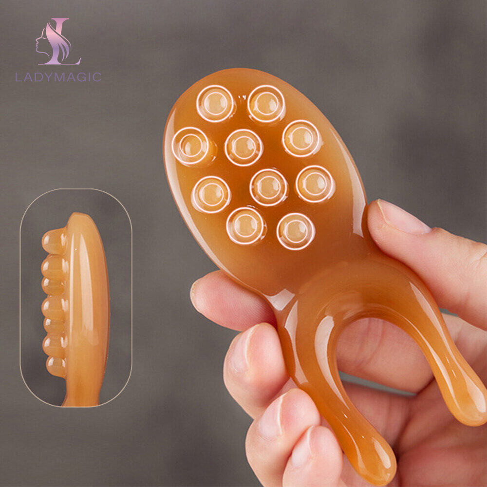 1163 【Ladymagic】Horn Gua Sha Board Face Lift Massage Stick Set Eye Facial Beauty Back Scraping Skincare Oil SPA Tools