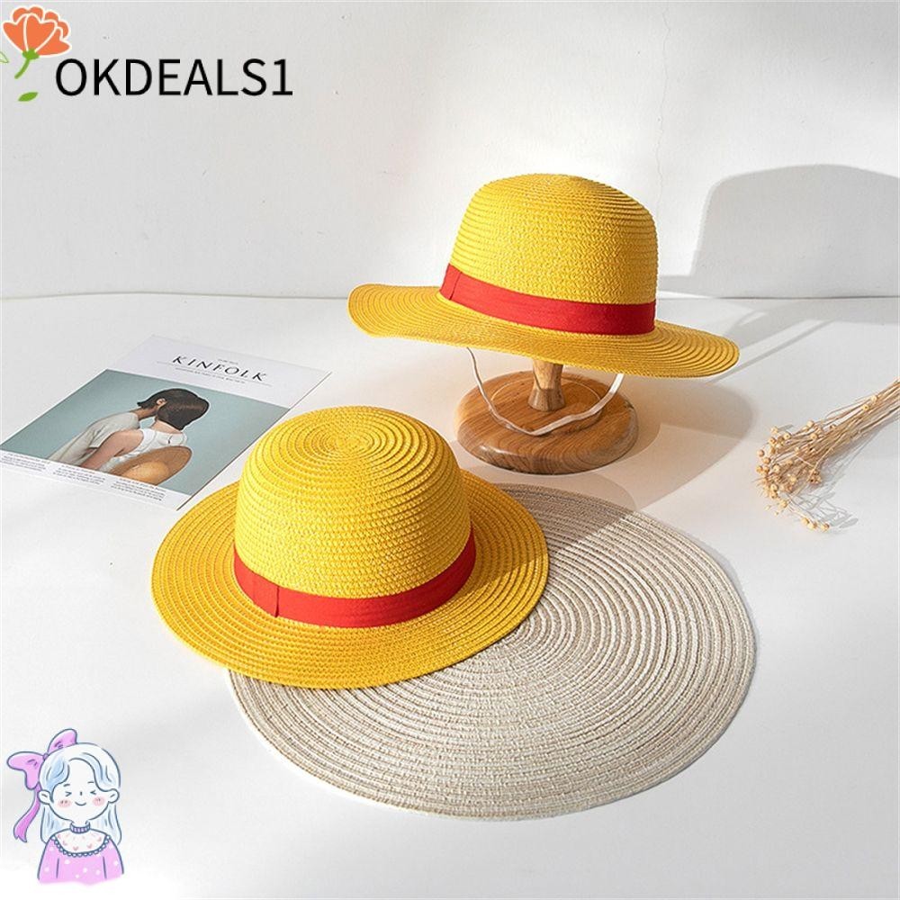 Dealshop หมวกฟางลูฟี่ 31 ซม. - 35 ซม. หมวกคอสเพลย์ ฤดูร้อน สําหรับผู้ชาย ผู้หญิง