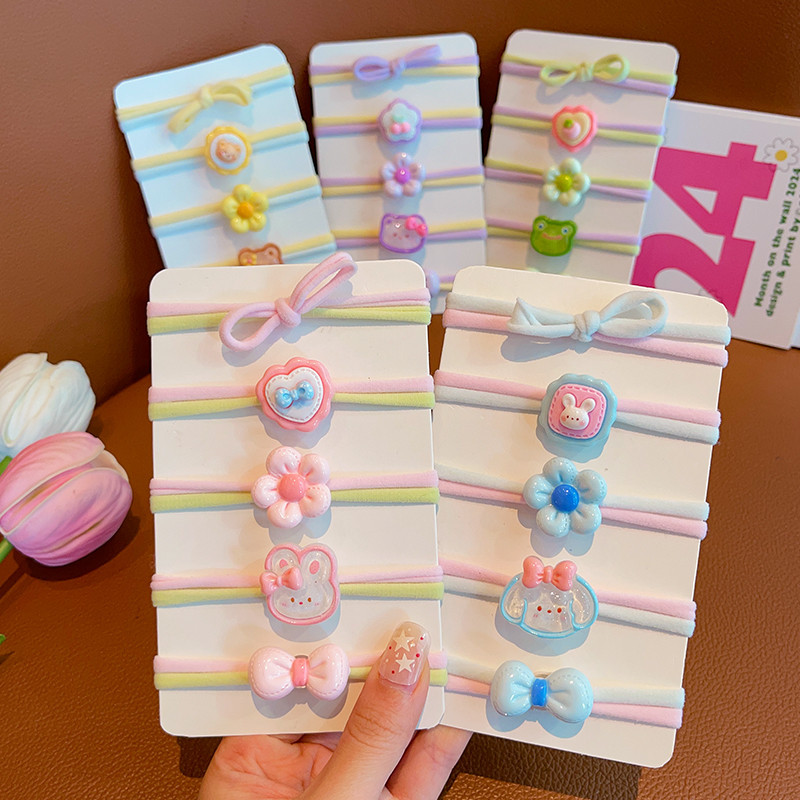 SANRIO 5ชิ้น/เซ็ตสไตล์เกาหลีใหม่การ์ตูนผูกผมสําหรับเด็ก ยางรัดผม แฟชั่นน่ารัก ซานริโอ ผมเชือกยางรัดอุปกรณ์ผม