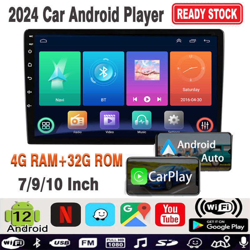 Wireless Carplay Android Auto 2 Din รถ Android Player 4GB RAM + 32GB ROM Car Stereo 7 "9" 10 นิ้วรถ FM สเตอริโอวิทยุบลูทู ธ เครื่องเล่น MP5 เครื่องเล่น USB WIFI GPS นำทาง