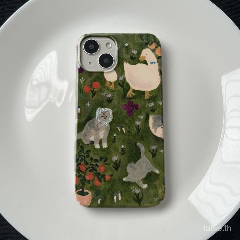Creative ทาสี Happy Pastoral Life เคสโทรศัพท์ iPhone เหมาะสําหรับ iPhone 14 Pro Max 13 Pro XR 11 Pro