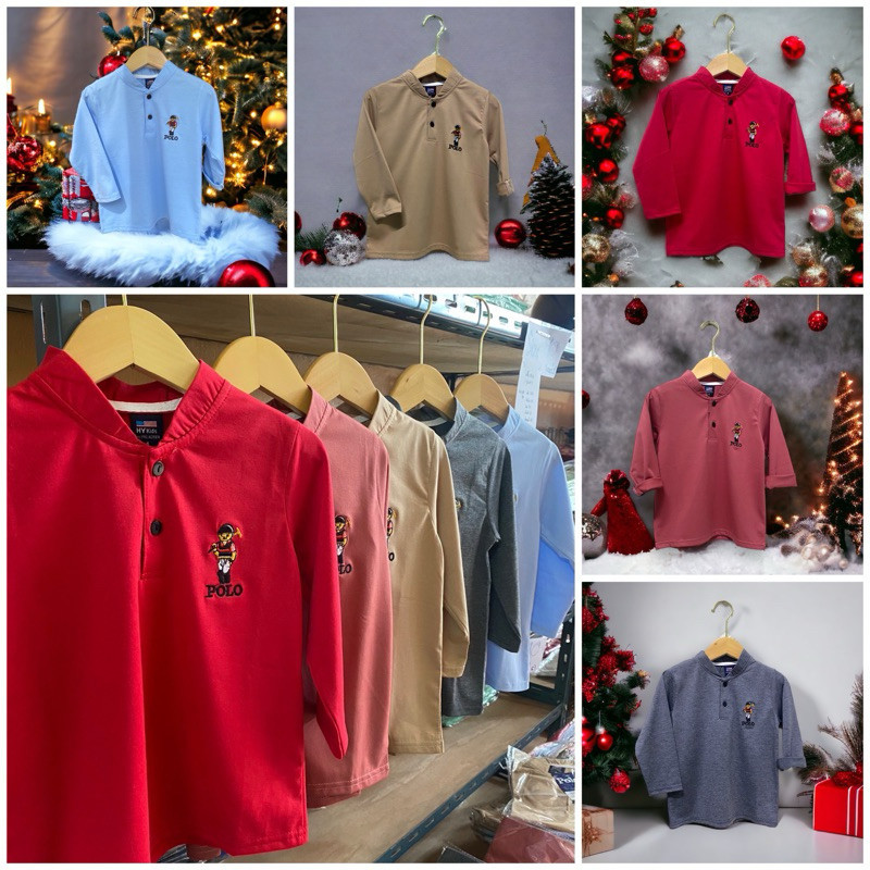 เสื้อแขนยาวสีพื้นงานปักหมี ผ้าเด้ง นุ่ม ไม่หด ไมย้วย เนื้อผ้าสเปนเด๊ก