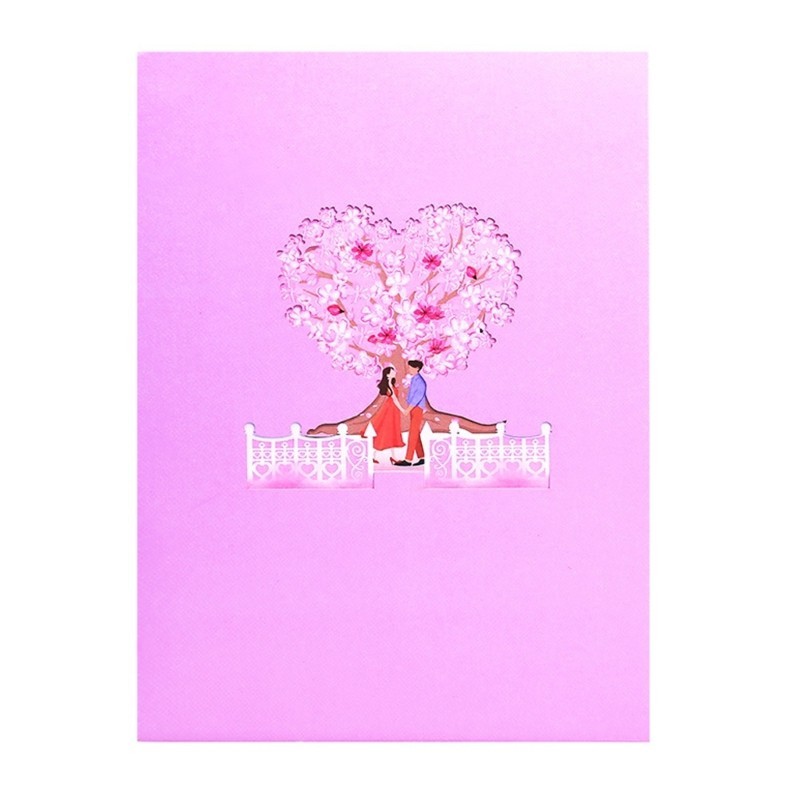 KU* การ์ดอวยพรสีสันสดใสพร้อมซองจดหมาย 3D Flower Couple Wedding Anniversary Card