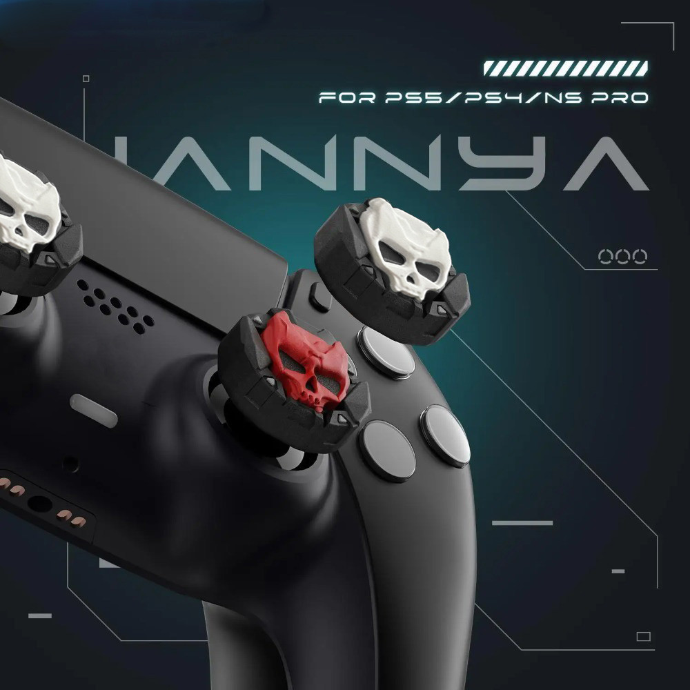 4 ชิ้น Skull ซิลิโคน Thumb Stick Grip Cap จอยสติ๊กสําหรับ PS5 & PS5 Slim PS4 PS3 Xbox One/360 Slim Series X/S Switch Pro กรณี Protector
