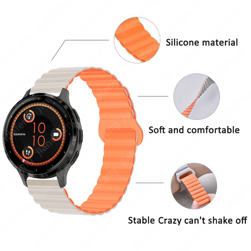 สายซิลิโคนแม่เหล็ก 18 มม. สําหรับ Garmin Venu 3s 2s Forerunner 255s 265s Vivoactive4s Vivomove3s