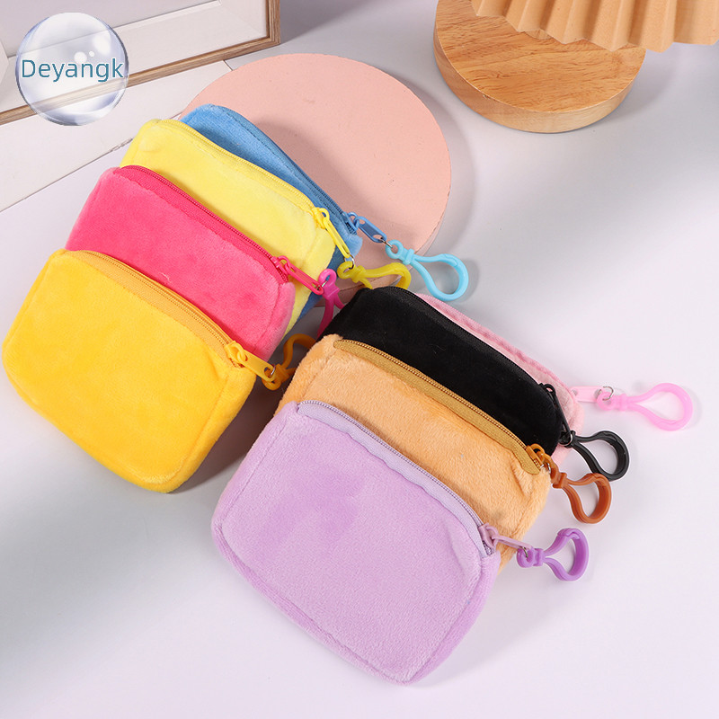 Deyangk กระเป๋าใส่เหรียญตุ๊กตาสีลูกกวาดน่ารักผู้หญิง Minimalist Square เปลี่ยนกระเป๋าสตางค์กระเป๋าหูฟัง Key Holder TH