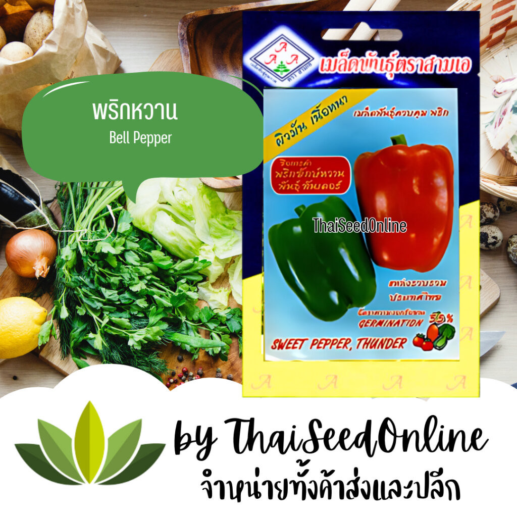 333(ตองสาม) 3A เมล็ดพันธุ์ พริกหวาน พริกยักษ์หวาน ธันเดอร์ ตราสามเอ (3A）BELL PEPPER