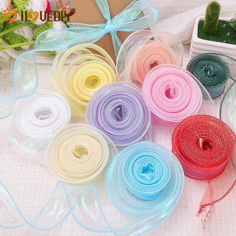 [ ที่โดดเด่น ] ริบบิ้นผ้าซาตินแฟนตาซี - วัสดุบรรจุภัณฑ์ช่อดอกไม้ - ริบบิ้นเส้นด้ายหางปลา - เส้นด้ายตาข่ายสีทึบ - เครื่องประดับโบว์เค้ก - สําหรับตกแต่งงานแต่งงาน