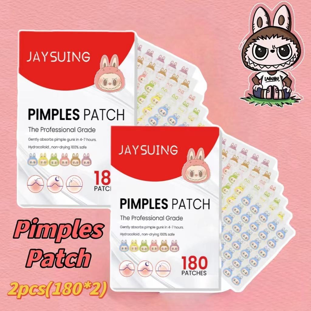 ซื้อ 1 แถม 1JAYSUING น่ารัก LABUBU สีสัน การ์ตูน ความเยาว์ แผ่นแปะสิว กันน้ำ （180 ชิ้น）skincare