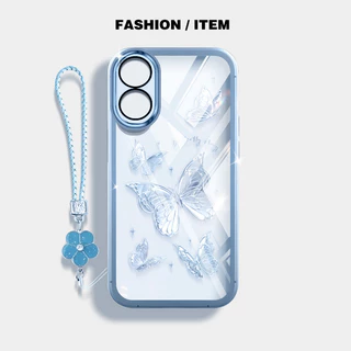 Ybd INSสไตล์เคสโทรศัพท์สําหรับOPPO A3X A79 A59 A18 A38 A58 A17 A17K A78 A98 F23 A1 Pro Reno 8T A60 4G 5G Nicheผีเสื้อปลอกเลนส์ป้องกัน