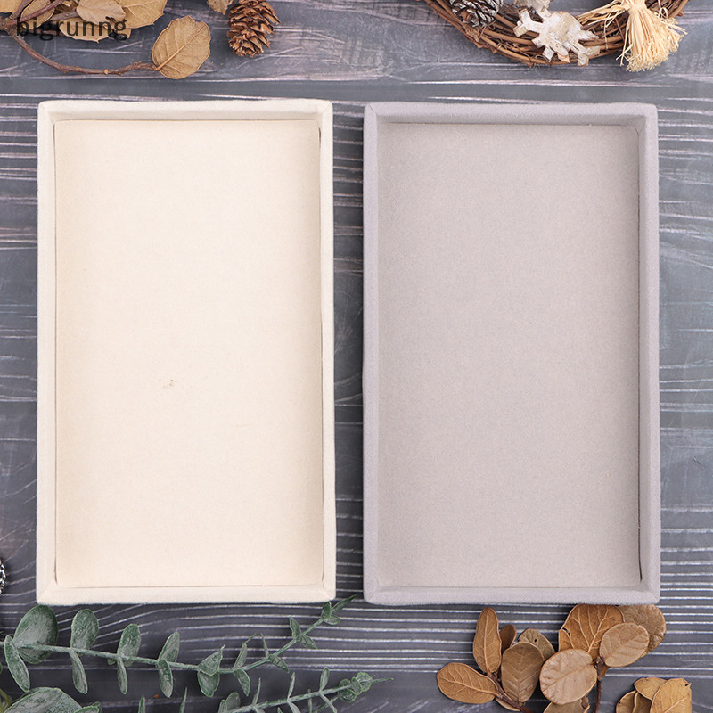 Bigrunng กํามะหยี่กล่องเก็บเครื่องประดับสร้อยคอ Stackable ถาด DIY ต่างหูแหวนสร้อยข้อมือ DIY หัตถกรรมกล่องลิ้นชักสีเทา SG