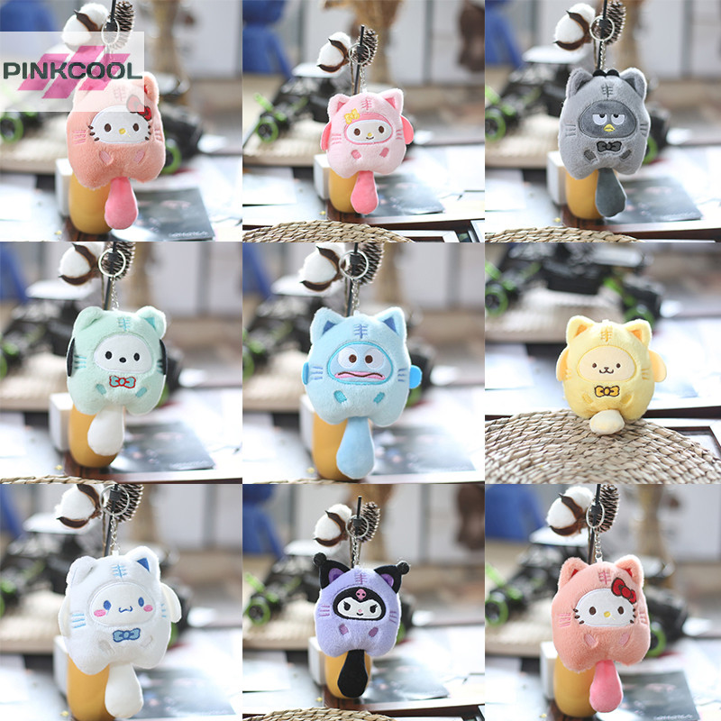 Pinkcool Sanrio Kuromi ตุ๊กตาสัตว์พวงกุญแจเสือน้อย Kuromi My Melody Cinnamoroll ของเล่นตุ๊กตาจี้ Pom Pom Purin น่ารัก lmage ตุ๊กตาร้อน