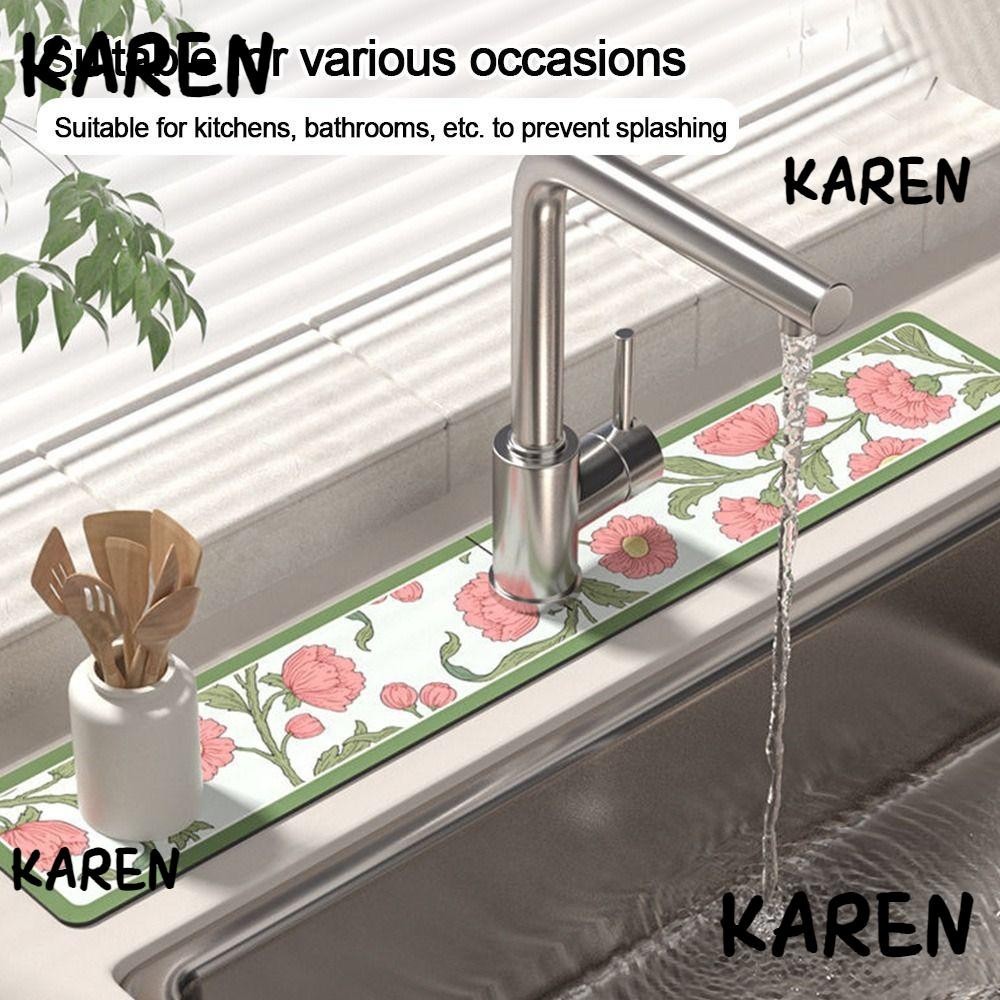 Karen แผ่นดูดซับกันลื่น, Splash มัลติฟังก์ชั่นก๊อกน้ํา Draining Mat, ที่มีประโยชน์ Diatomite สะดวกอ่างล้างจาน Splash Mats ห้องครัวอุปกรณ์ห้องน้ํา