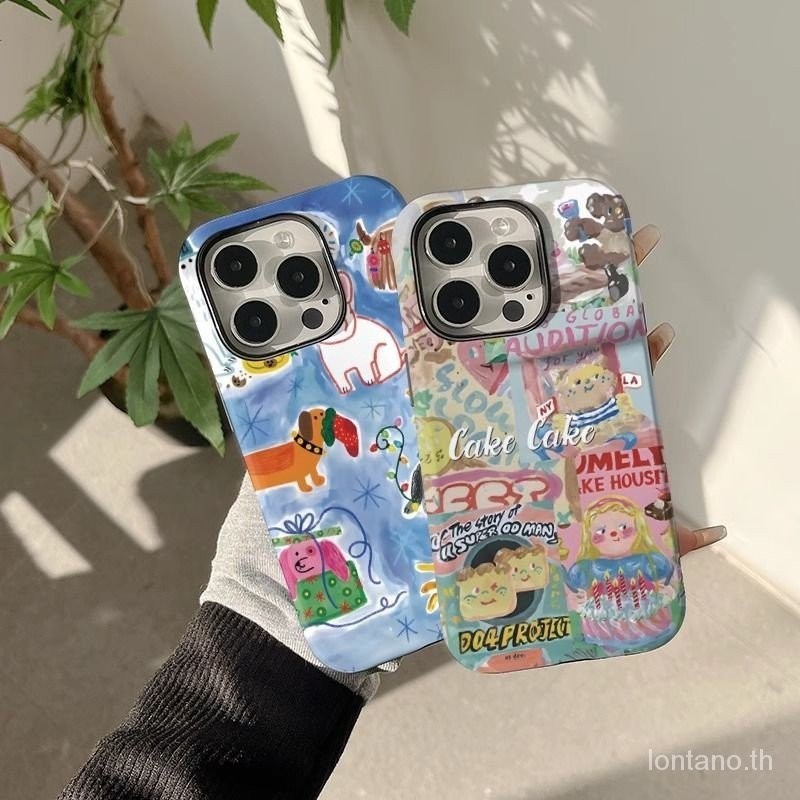 Art Graffiti สุนัขสาว iPhone เคสโทรศัพท์เหมาะสําหรับ iPhone 11 12 13 14 15 promax 7/8plus 13pro 14 12 15 11 pro โทรศัพท์ป้องกันกรณี xs xsmax xr กรณี 91GP