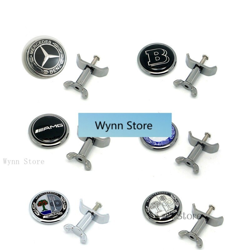 ♣♣45 มม.โลหะฝากระโปรงรถโลโก้สําหรับMercedes Benzขาตั้งแนวตั้งสัญลักษณ์เปลี่ยนเป็นป้ายแนวนอนป้ายฝาครอบเครื่องยนต์ด้านหน้าWynn Store