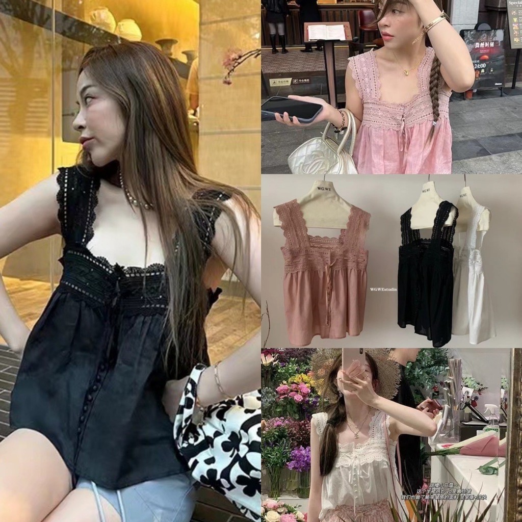 🧵 🇰🇷 เสื้อแขนกุด (ขายดีมาก) แต่งแขน-กระดุม ทรงนี้ฮิตมาก ทรงเกาหลี ทรงน่ารัก แฟชั่นเกาหลี TAG WG.WE 🧵