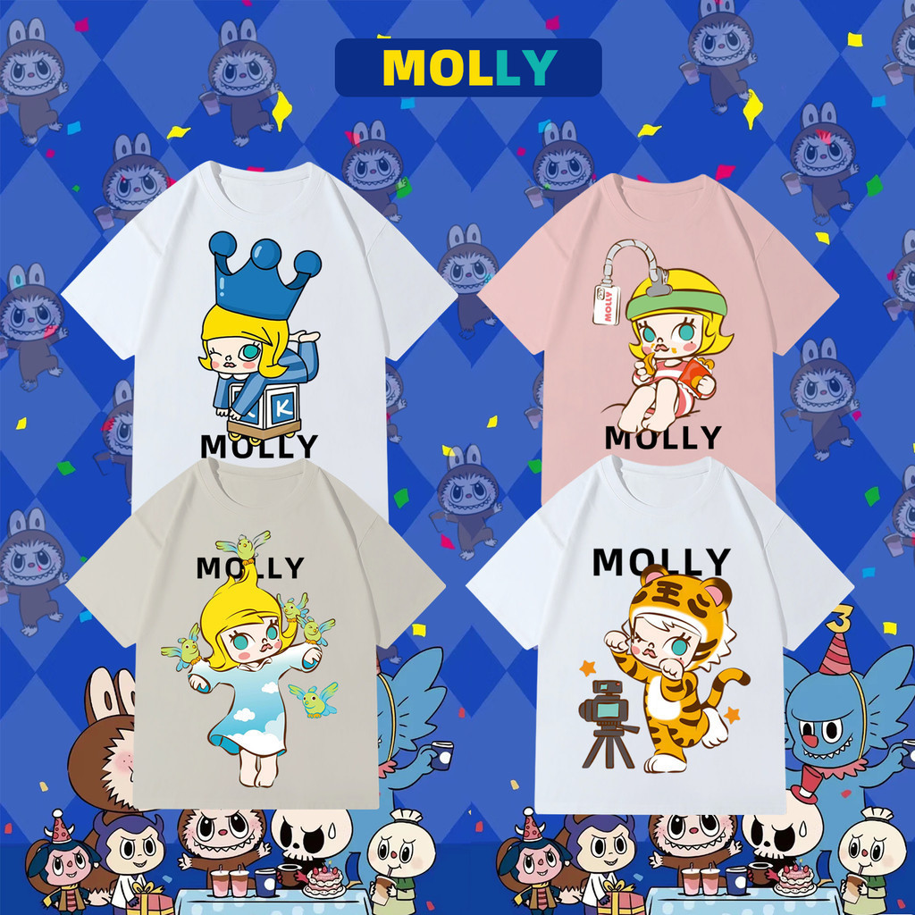 พร้อมส่ง&COD RINA STUDIO เสื้อยืด oversize เสื้อยืดผ้าคอตตอน MOLLY Popmart 100% Cotton
