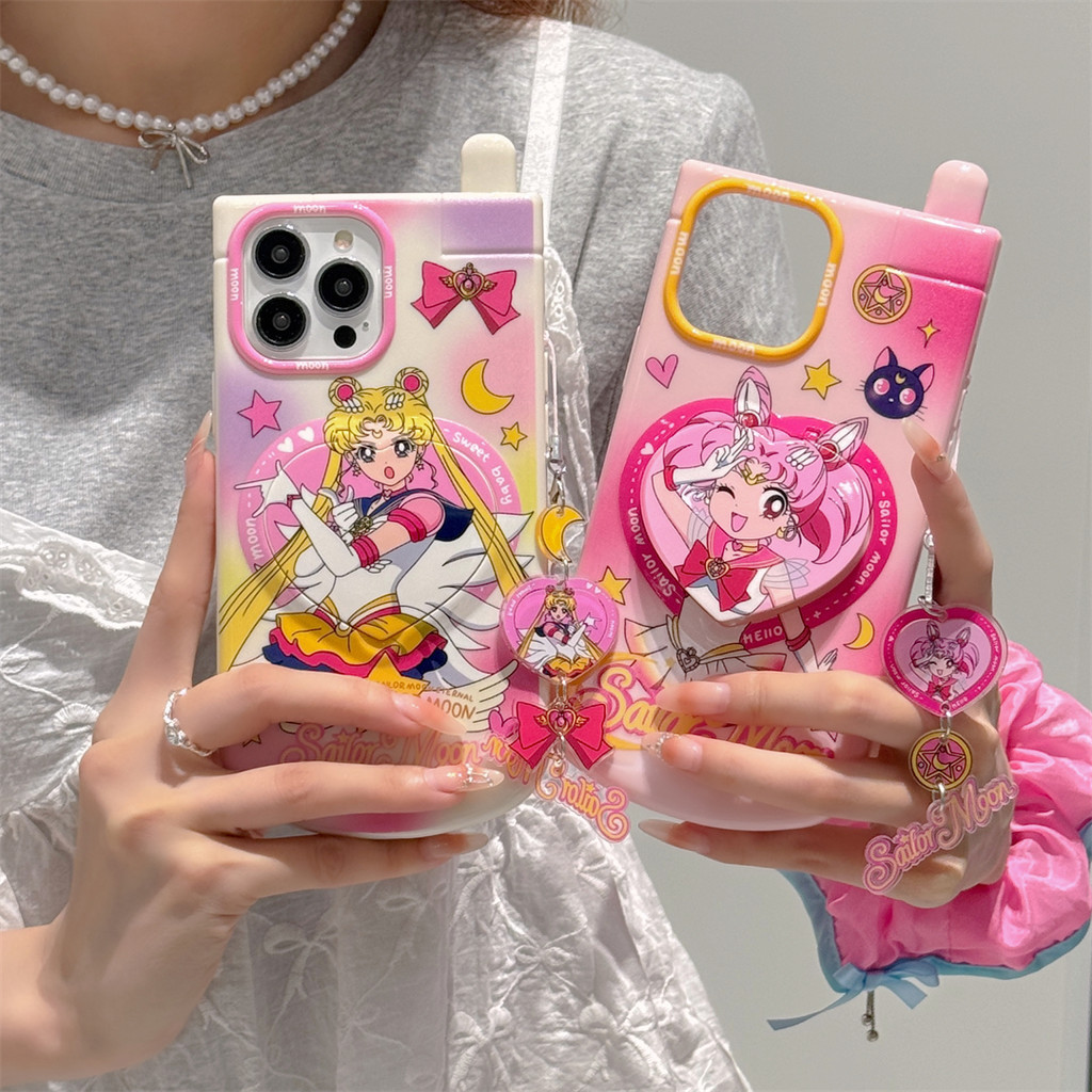 3d กระจกพลิกสาวสวยนักรบสําหรับiPhone 15 14 13 12 11 Pro Maxสวมโซ ่ แขวนเพื ่ อป ้ องกันการตกฝาครอบสําหรับiPhone14Promaxกรณี