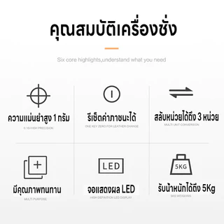 เครื่องชั่งดิจิตอล ที่ชั่งตวงส่วนผสม เครื่องชั่งอาหาร จอLED ปรับได้3หน่วย แม่นยำถึง1g ชั่งได้1g/5Kg แถมถ่านAAA2ก้อน