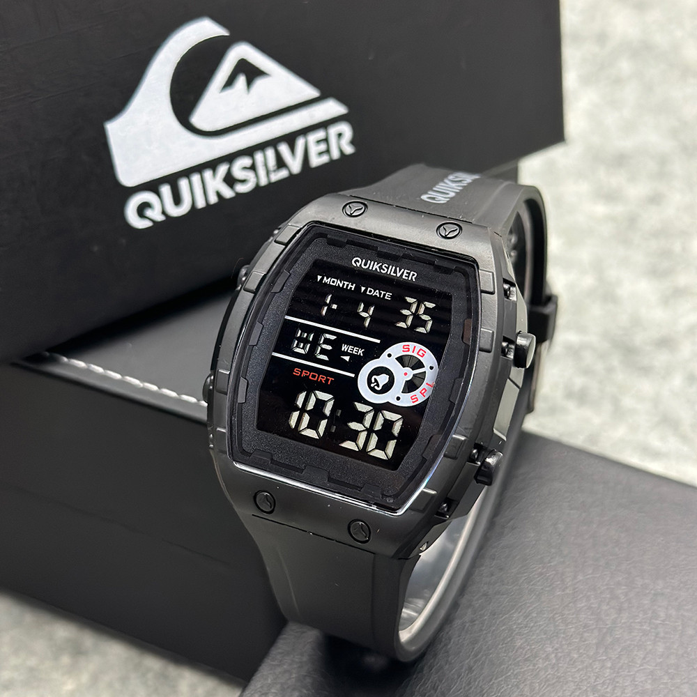 Quicksilver ผู ้ ชายผู ้ หญิงหน ้ าปัดใหญ ่ ดิจิตอลกันน ้ ํา Led นาฬิกายางจับเวลานาฬิกาปลุก