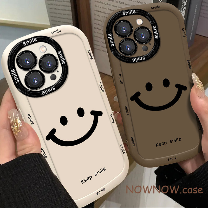 เข้ากันได้กับ iPhone 15 14 13 12 11 Pro MAX X XR XS MAX 7 8 Plus ปกอ่อน INS Simple Smiling Face Puff เคสโทรศัพท์ซิลิโคน, แพ็คเกจเต็มและ Anti Drop