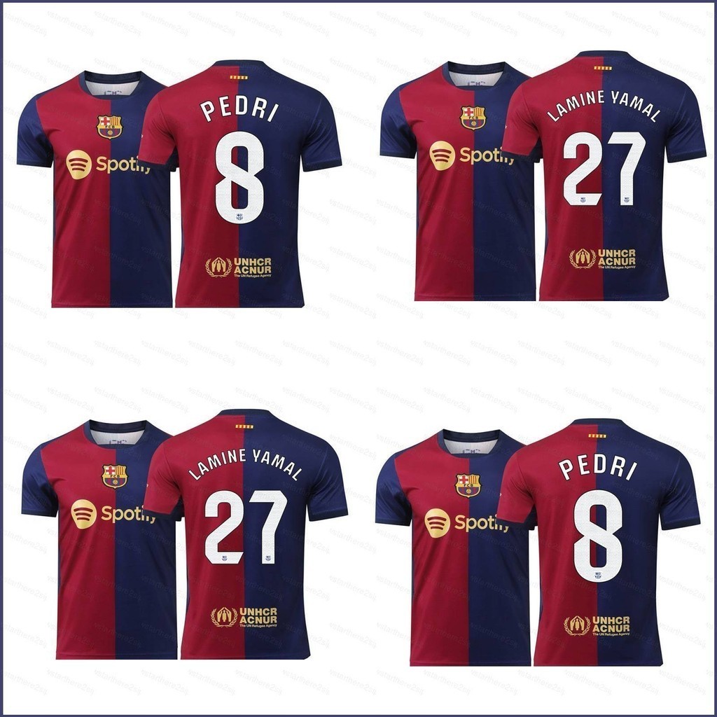 Qy 2024-2025 Barcelona home Pedi Lamine Yamal Jersey Football Sports Tshirts Child Adult Plus Size